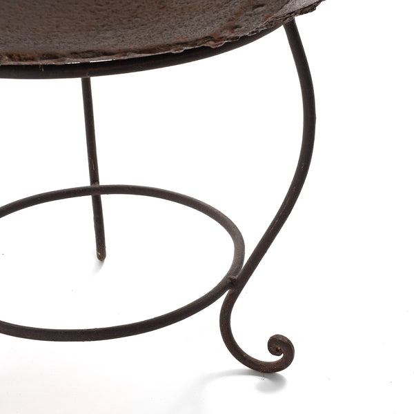 Old 1920's Kadai - Indian Fire Bowl On Stand From Rajasthan - 82cm