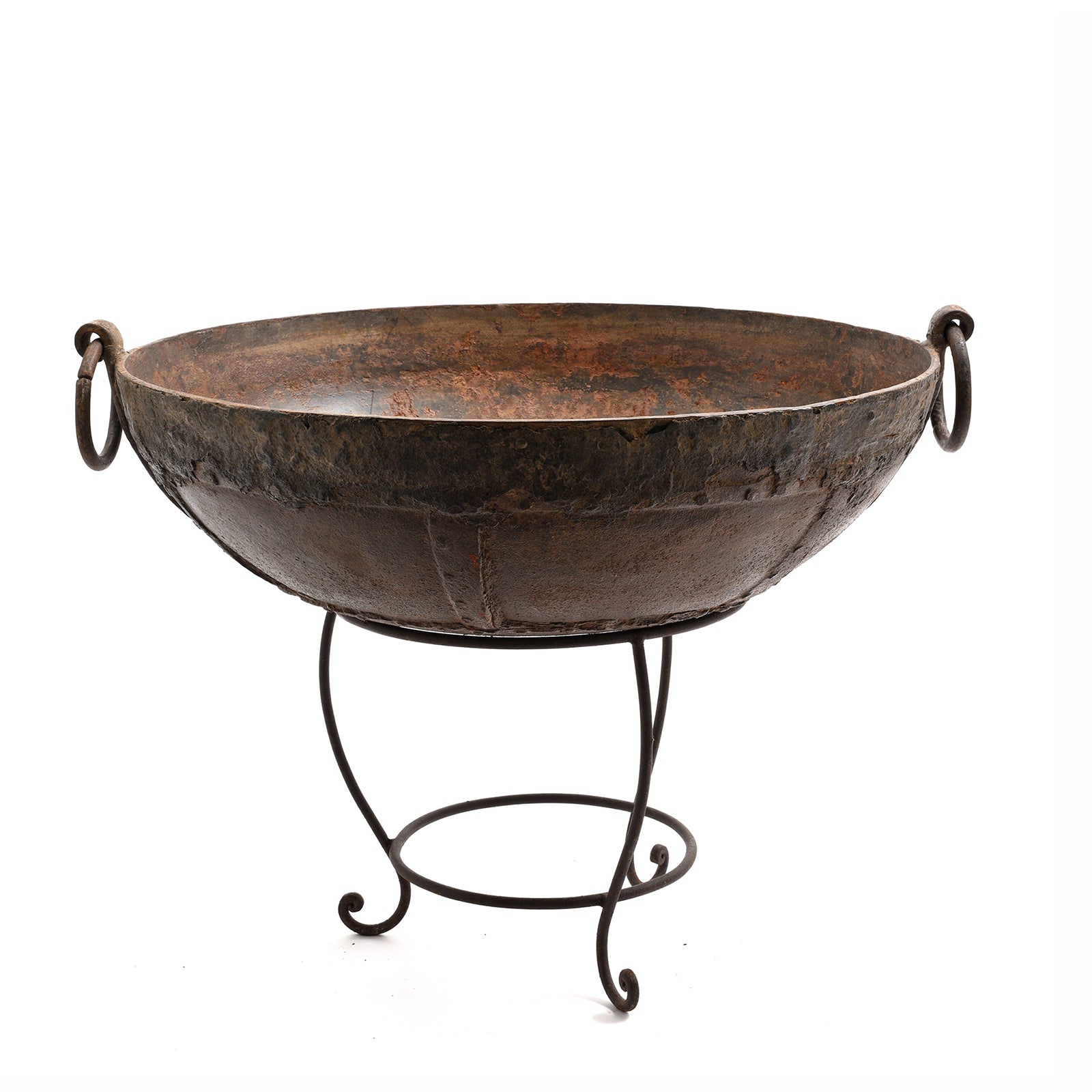 Old 'Kadai' - Indian Fire Bowl On Stand From Rajasthan - Ca 1900 | Indigo Antiques