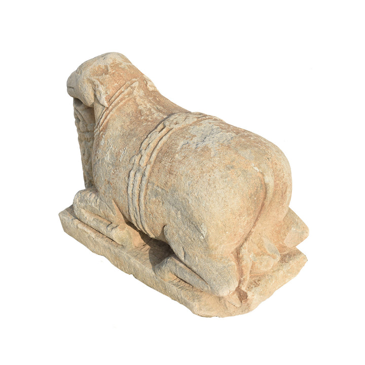 Rear View Of Carved Stone Indian Nandi Bull From Gujarat - 17th / 18thC | Indigo Antiques