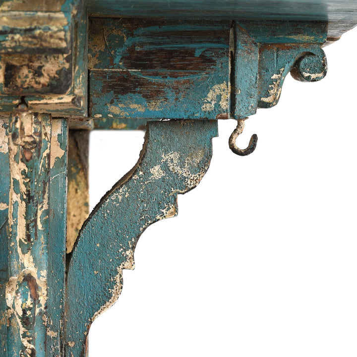 Hook Detail From Antique Indian Painted House Shrine From Kutch - 19th Century | indigo Antiques