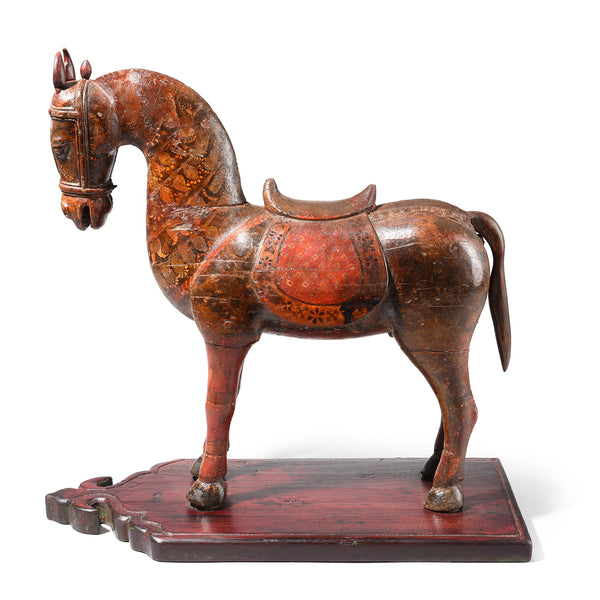 Painted Teak Horse From Rajasthan - 19th Century