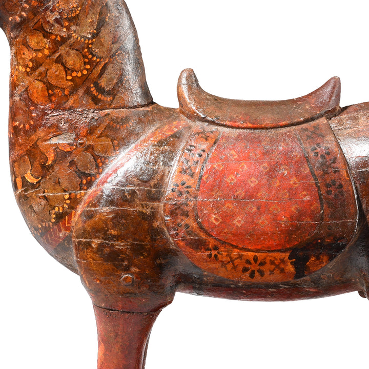 Detail From Antique Painted Teak Horse From Rajasthan - 19th Century | Indigo Antiques