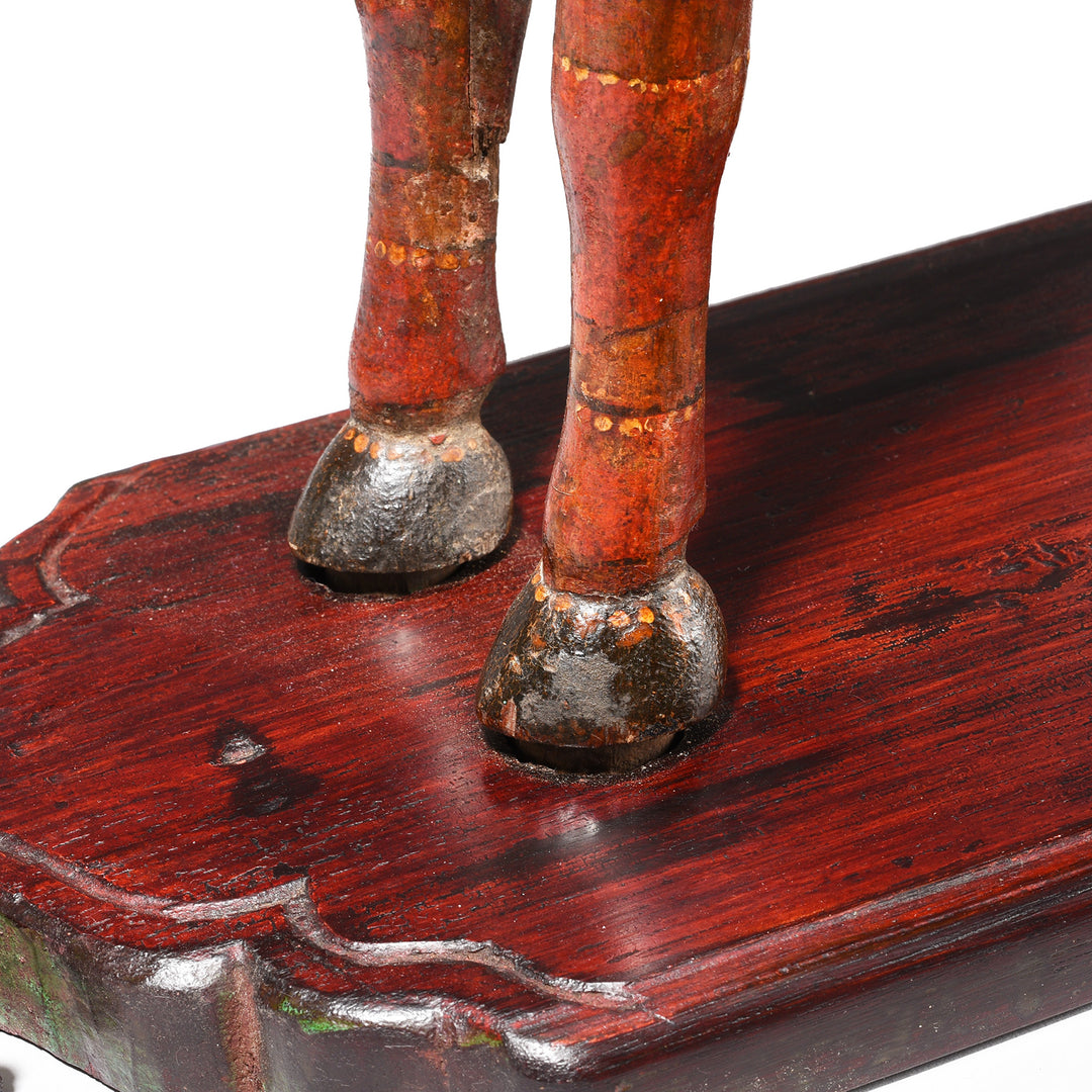 Feet Detail From Antique Painted Teak Horse From Rajasthan - 19th Century | Indigo Antiques