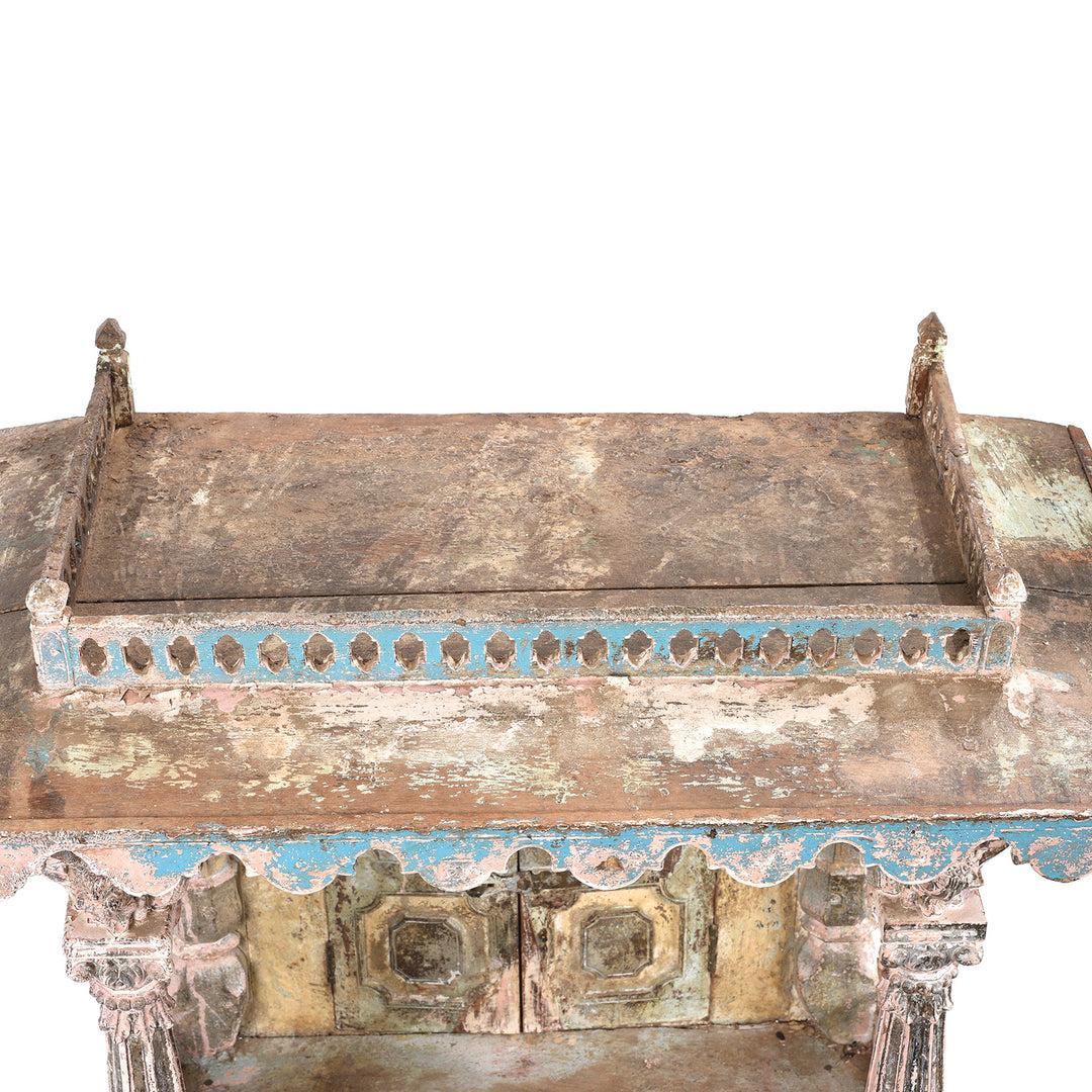 Top Detail From Antique Indian Painted House Shrine From Gujarat - 19th Century | indigo Antiques