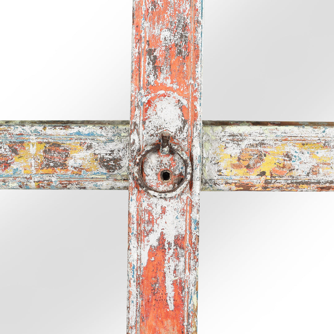 Detail rom Mirror Made From a Carved And Painted Indian Teak Window - 19thC | Indigo Antiques