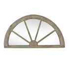 Old Green Painted Teak Fanlight Mirror - 19thC