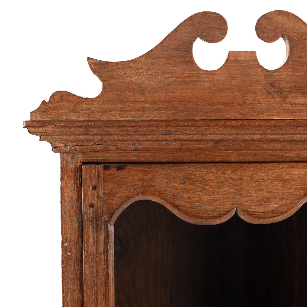 Corner Detail From Antique Glazed Teak Wall Cabinet From Gujarat - Ca 1930 | Indigo Antiques