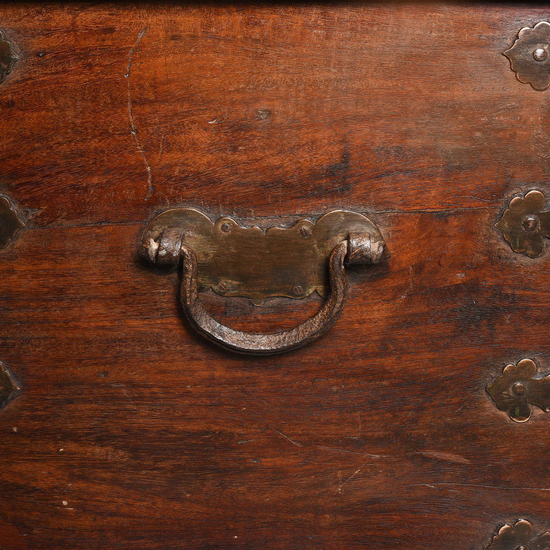Handle Detail From Brass Bound Jackfruit wood Chest From South India - 18thC | Indigo Antiques