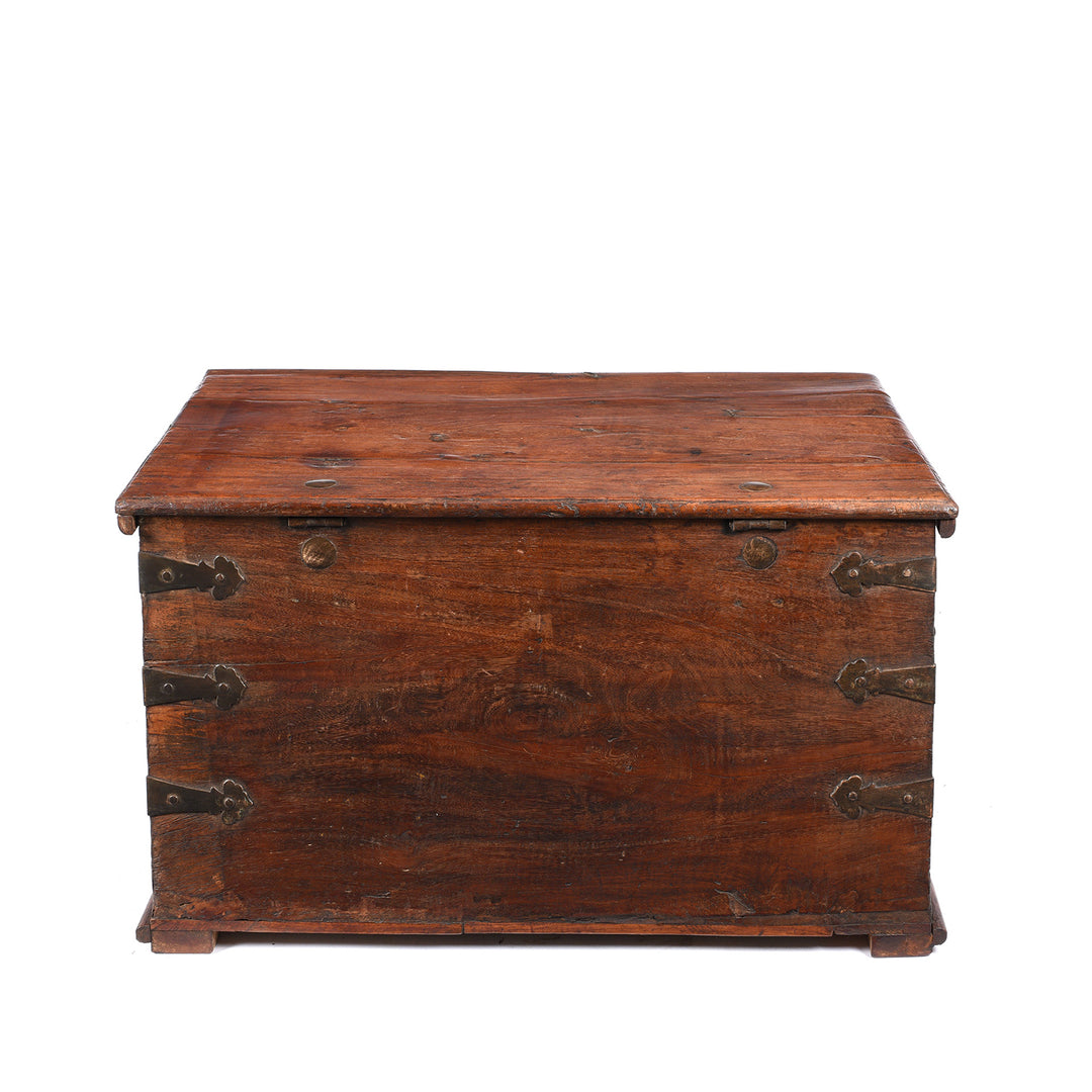 Reverse Of Brass Bound Jackfruit wood Chest From South India - 18thC | Indigo Antiques