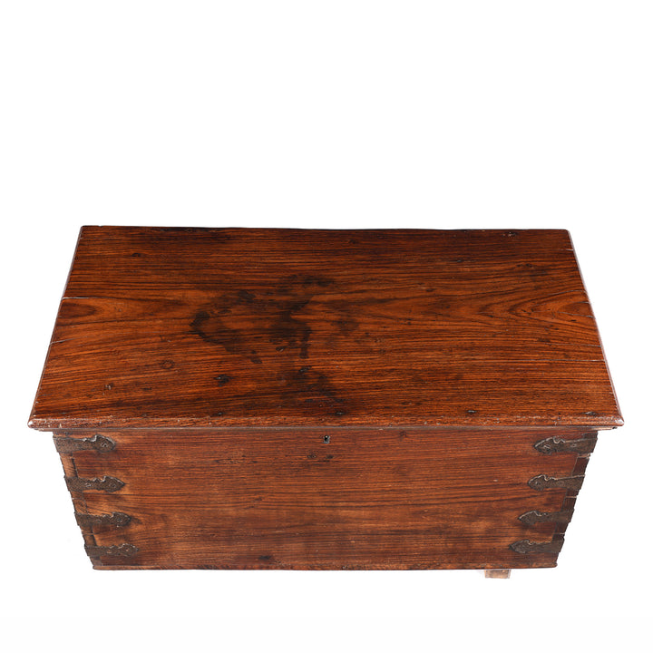 Top Down View Of Iron Bound Indian Rosewood Chest From Kutch - 19thC | Indigo Antiques