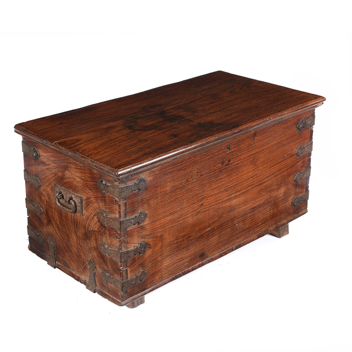 Angled View Of Iron Bound Indian Rosewood Chest From Kutch - 19thC | Indigo Antiques