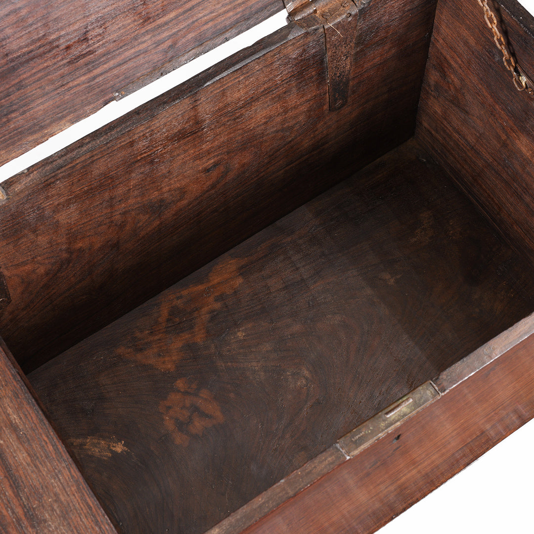 Interior Of Iron Bound Indian Rosewood Chest From Kutch - 19thC | Indigo Antiques