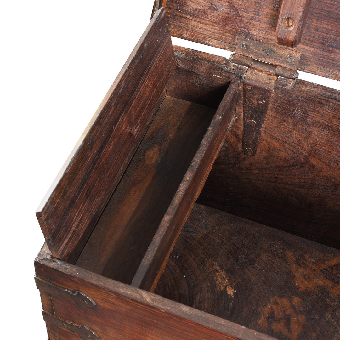 Candle Compartment Detail From Iron Bound Indian Rosewood Chest From Kutch - 19thC | Indigo Antiques