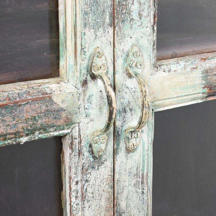 Handle Detail From Antique Painted Indian Teak Glazed Book Cabinet - Ca 1920's | Indigo Antiques
