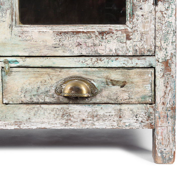 Drawer Detail From Antique Painted Indian Teak Glazed Book Cabinet - Ca 1920's | Indigo Antiques