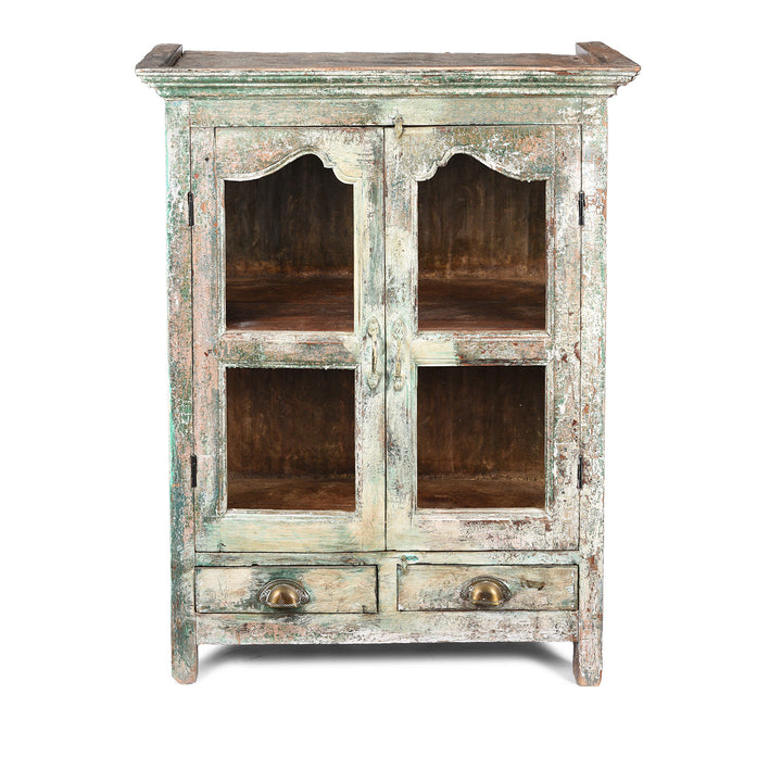 Antique Painted Indian Teak Glazed Book Cabinet - Ca 1920's | Indigo Antiques