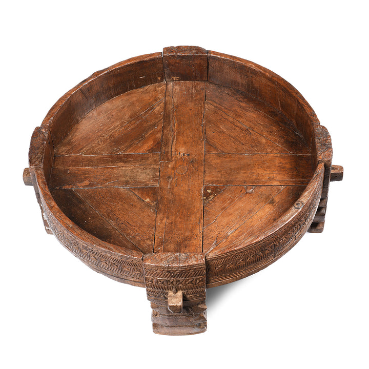 Top Down View Of Antique Indian Chakki Coffee Table - 19thC | Indigo Antiques