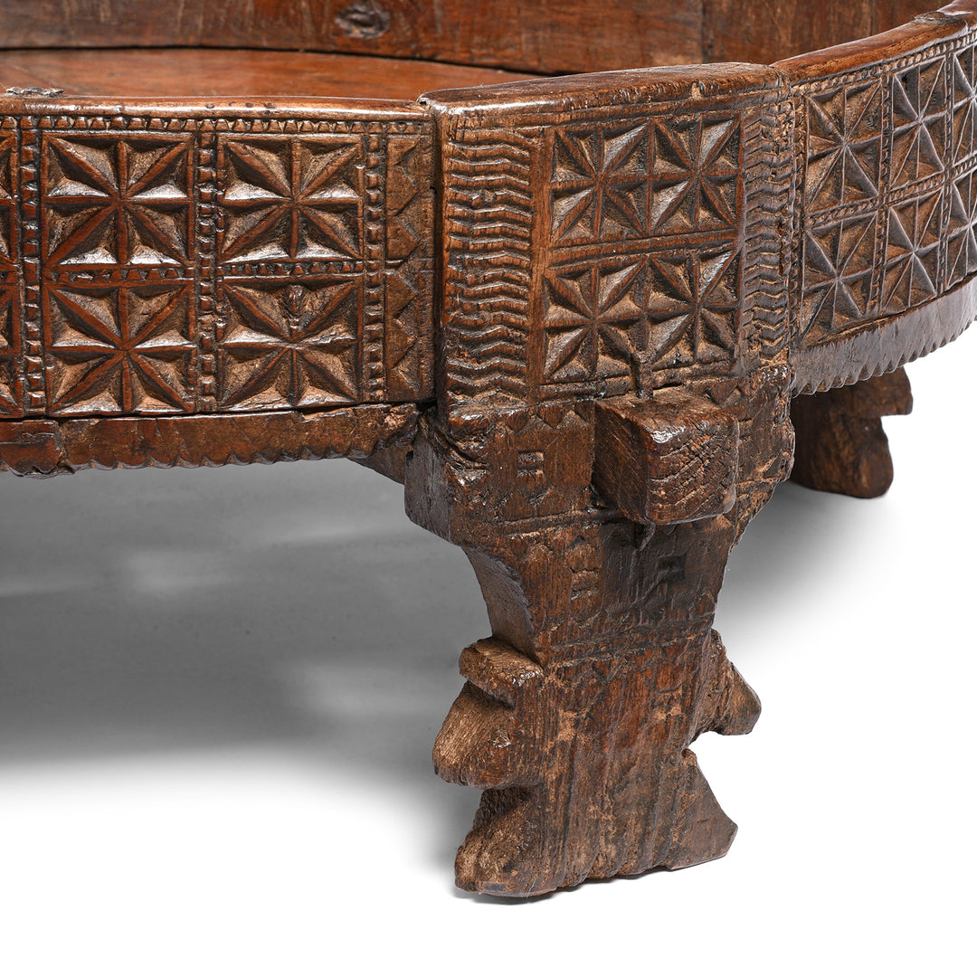 Leg Detail From Indian Chakki Coffee Table From Rajasthan - 19thC | Indigo Antiques