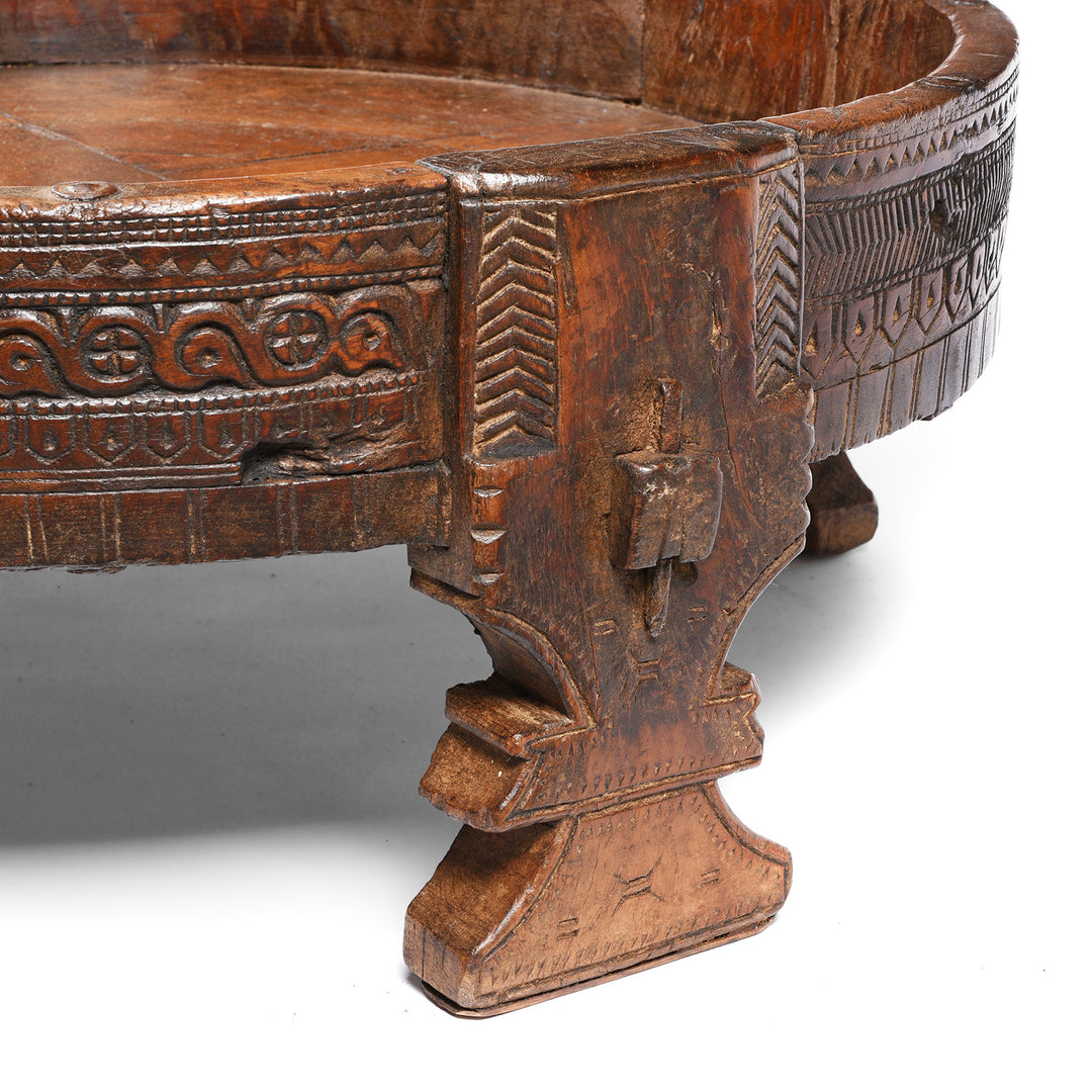 Leg Detail From Indian Chakki Coffee Table From Rajasthan - 19thC | Indigo Antiques