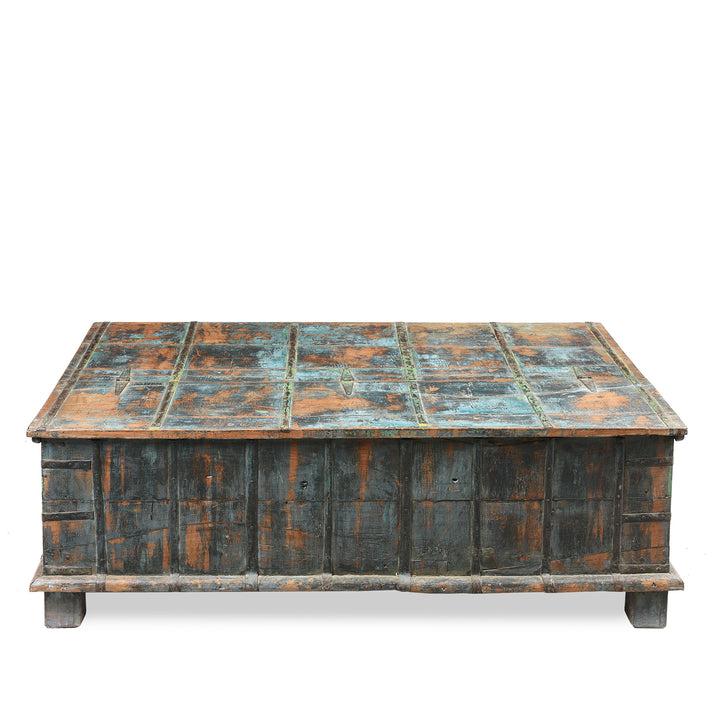 Reverse of Blue Painted Indian Chest From Gujarat - 19thC | Indigo Antiques