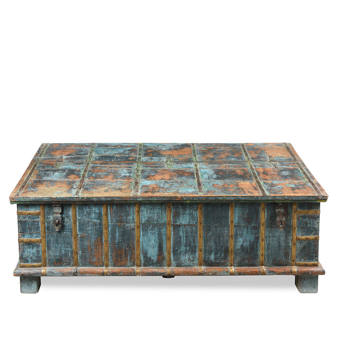 Blue Painted Indian Chest From Gujarat - 19thC | Indigo Antiques