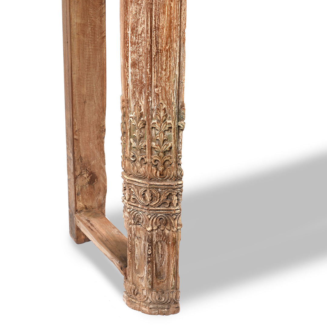 Leg Carving Detail From Carved Console Table Made From Reclaimed Teak