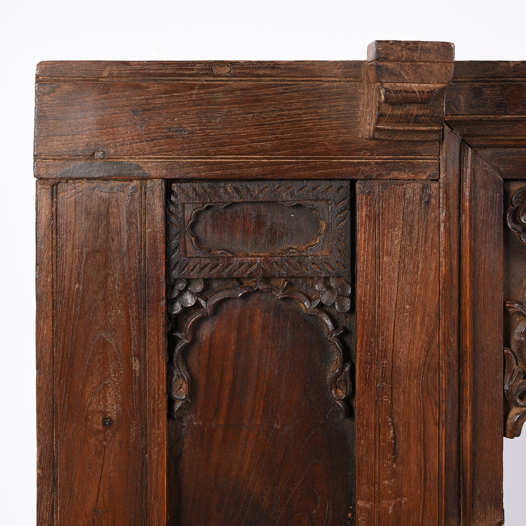 Corner Detail From Carved Teak Mirror From Pratapgargh - Early 19th Century | Indigo Antiques