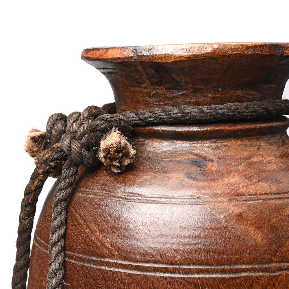 Detail From Turned Cedar Pot From Himachal Pradesh - Early 20thC | Indigo Antiques
