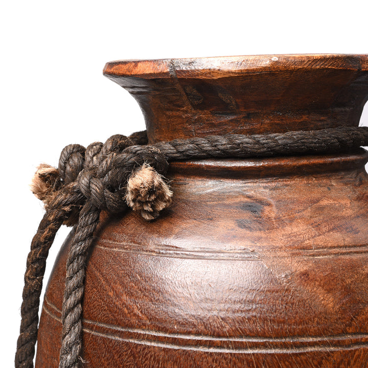 Detail From Turned Cedar Pot From Himachal Pradesh - Early 20thC | Indigo Antiques