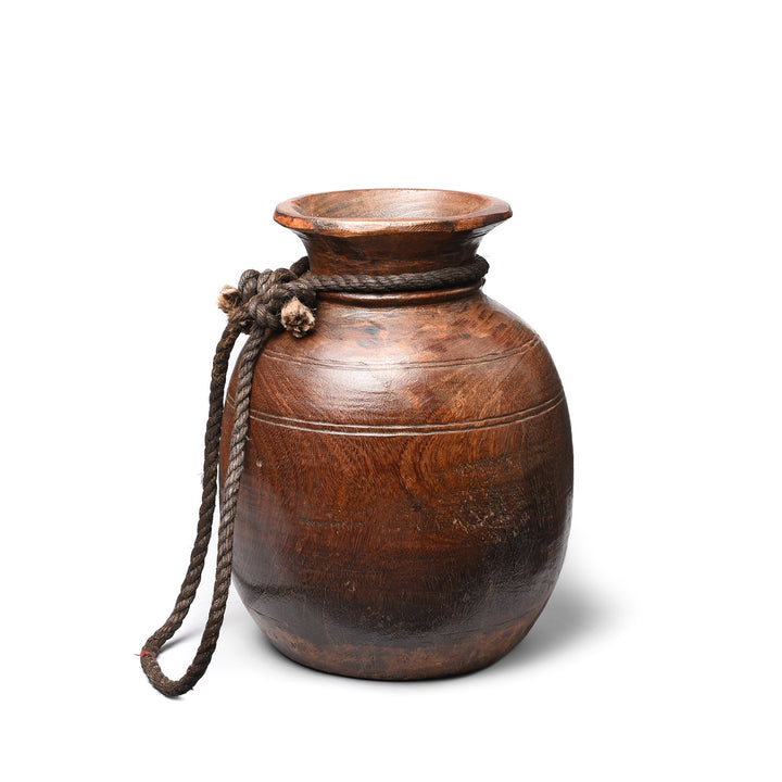 Turned Cedar Pot From Himachal Pradesh - Early 20thC | Indigo Antiques
