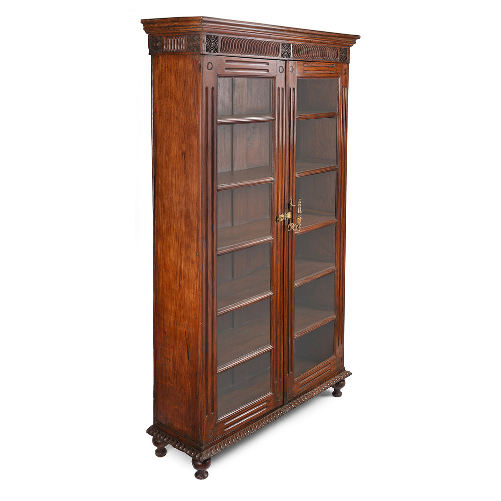 Angled View Of Antique Anglo Indian Glazed Book Cabinet - 19th Century | Indigo Antiques