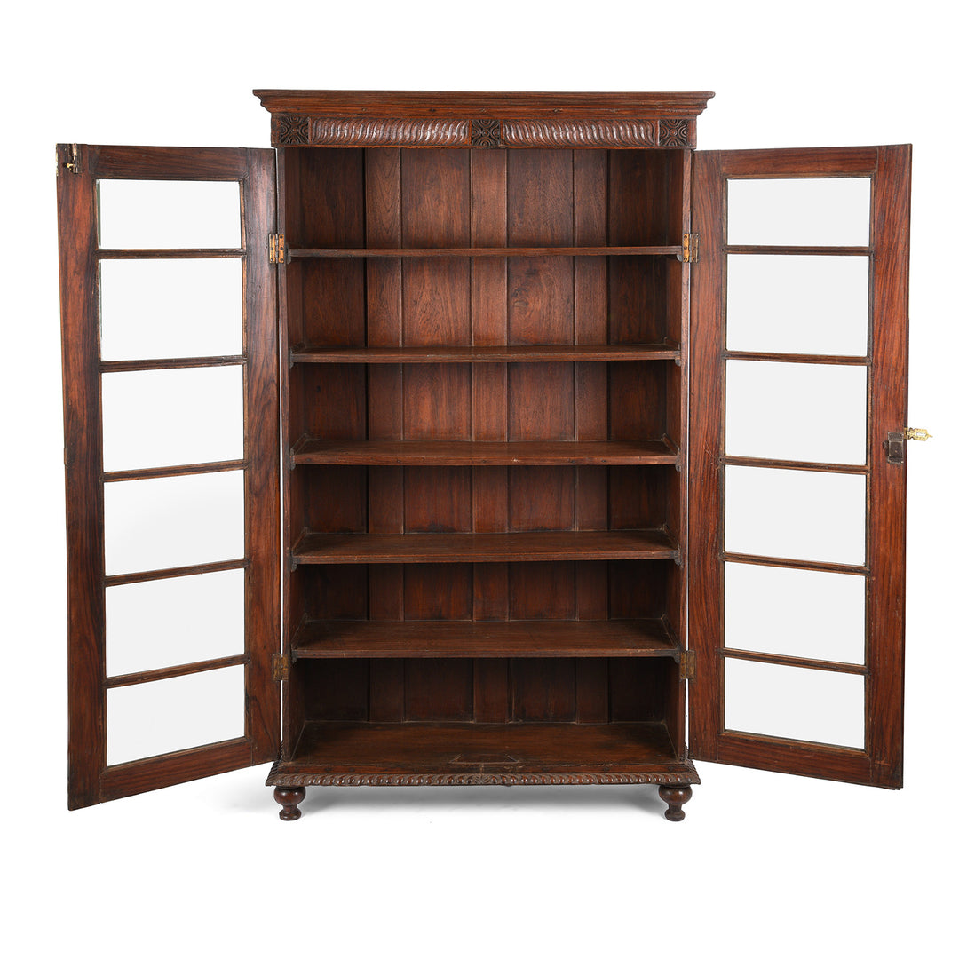 Open Doors View Of Antique Anglo Indian Glazed Book Cabinet - 19th Century | Indigo Antiques