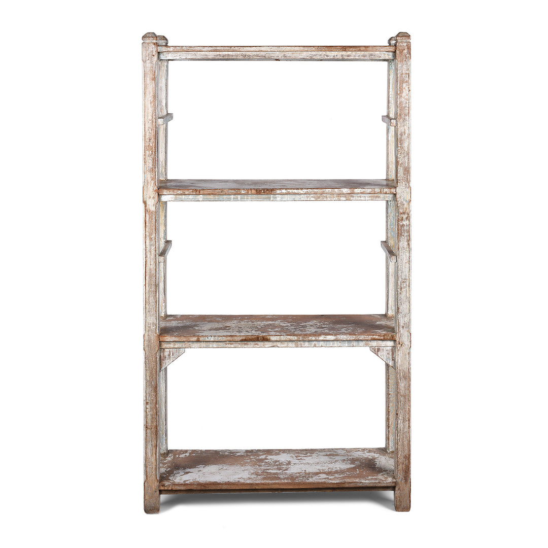 Vintage Grey Painted Indian Teak Shelf - Ca 1930 | Indigo Antiques