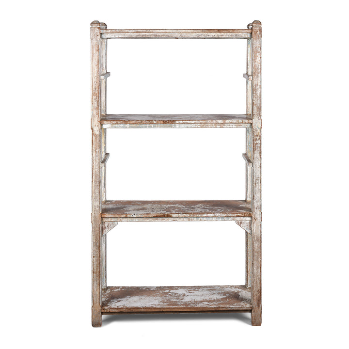 Vintage Grey Painted Indian Teak Shelf - Ca 1930 | Indigo Antiques