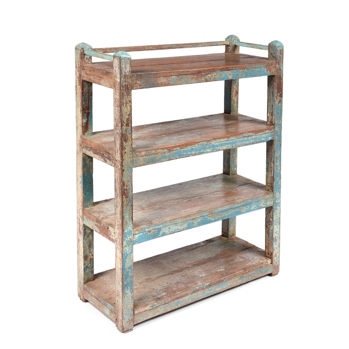 Antique Small Vintage Painted Indian Teak Shelf - Ca 1930 | Indigo Antiques