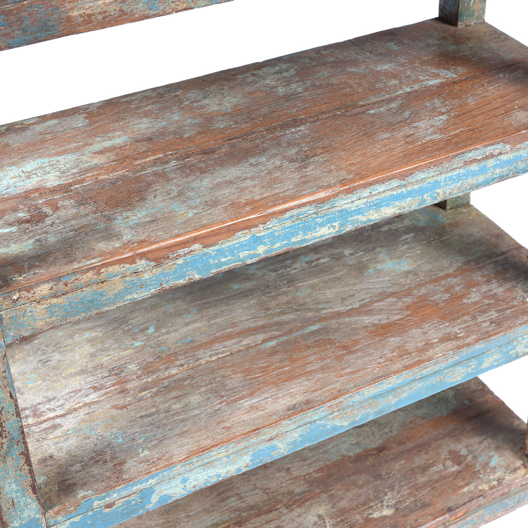 Shelving Detail From Antique Small Vintage Painted Indian Teak Shelf - Ca 1930 | Indigo Antiques