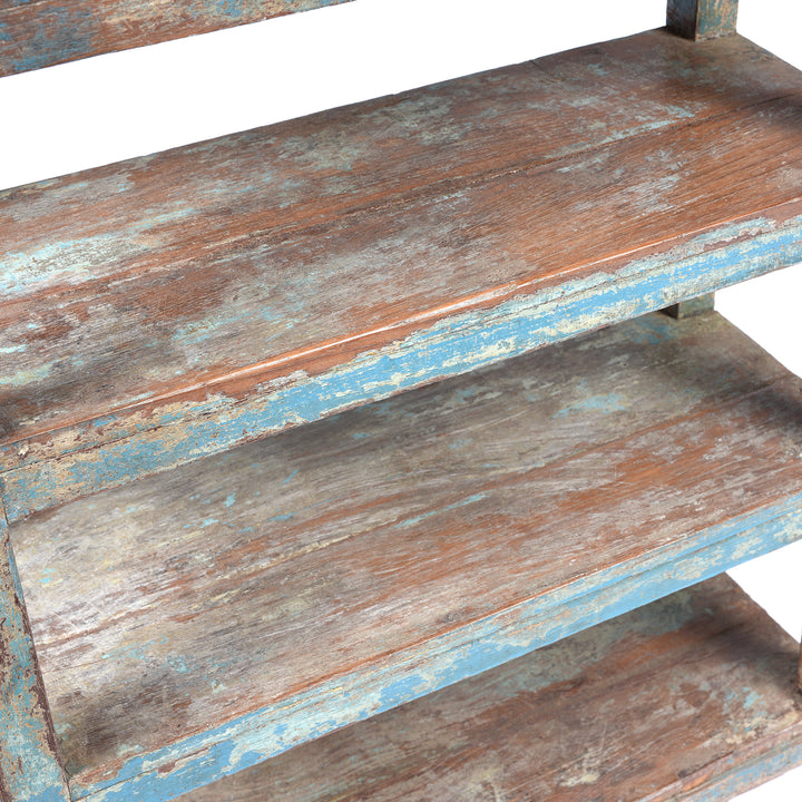 Shelving Detail From Antique Small Vintage Painted Indian Teak Shelf - Ca 1930 | Indigo Antiques