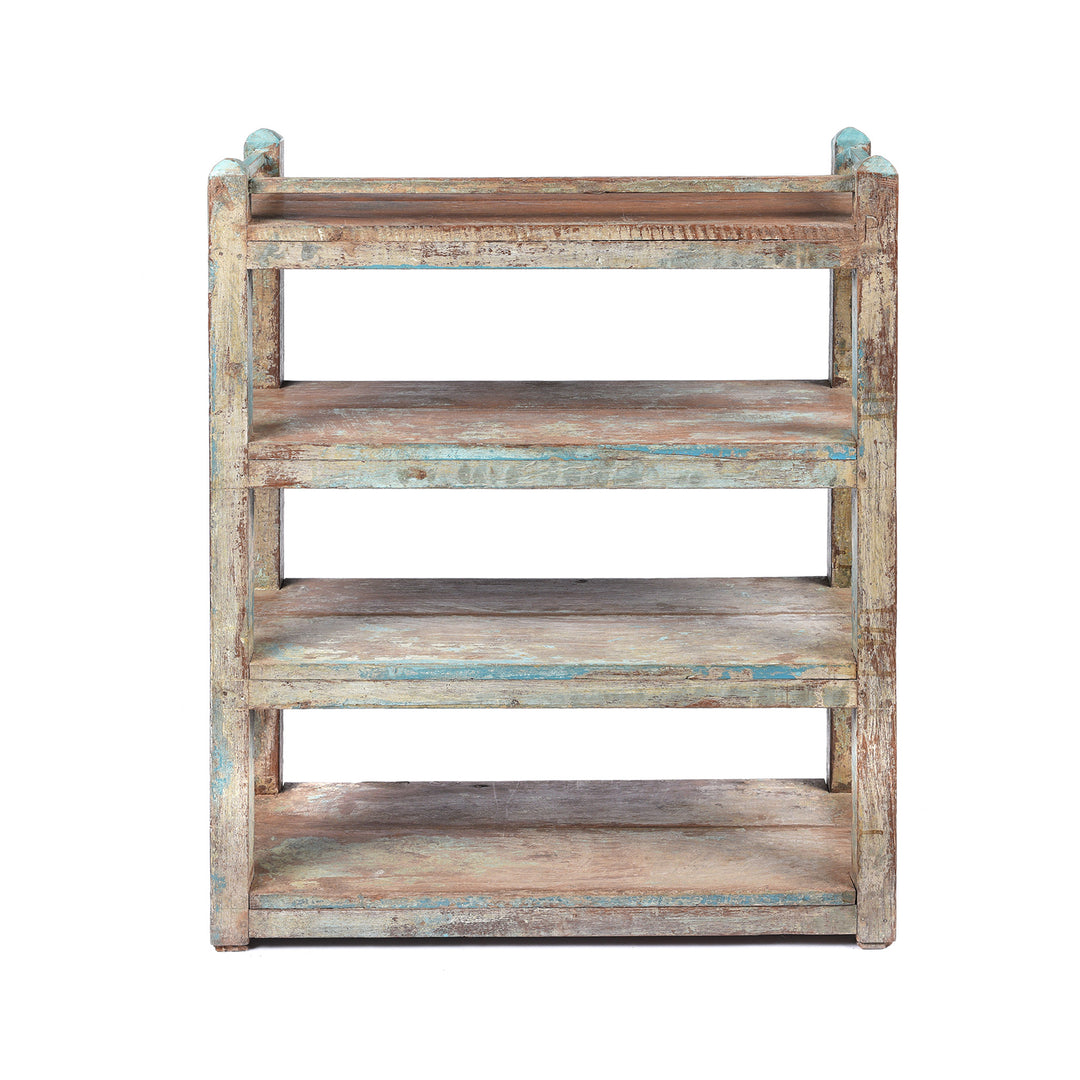 Back Of Antique Small Vintage Painted Indian Teak Shelf - Ca 1930 | Indigo Antiques