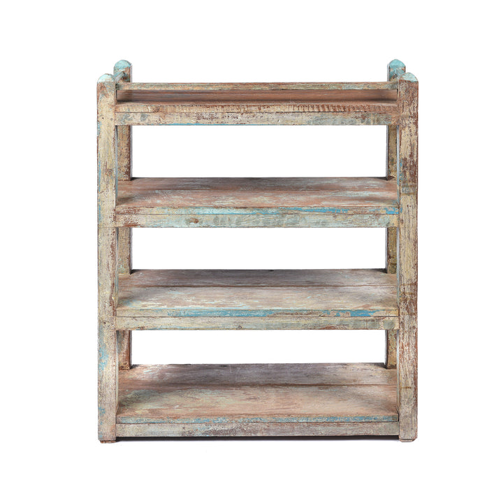 Back Of Antique Small Vintage Painted Indian Teak Shelf - Ca 1930 | Indigo Antiques