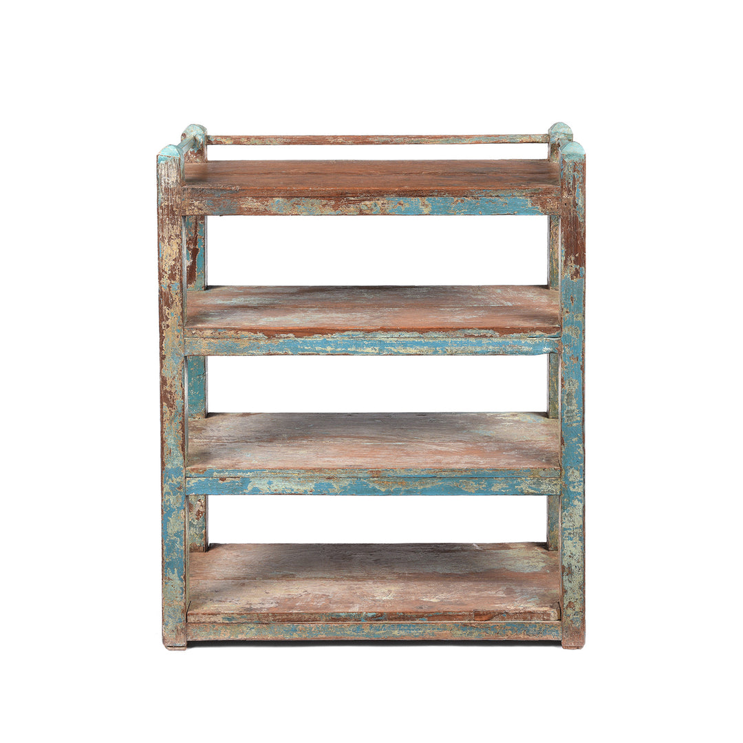 Antique Small Vintage Painted Indian Teak Shelf - Ca 1930 | Indigo Antiques