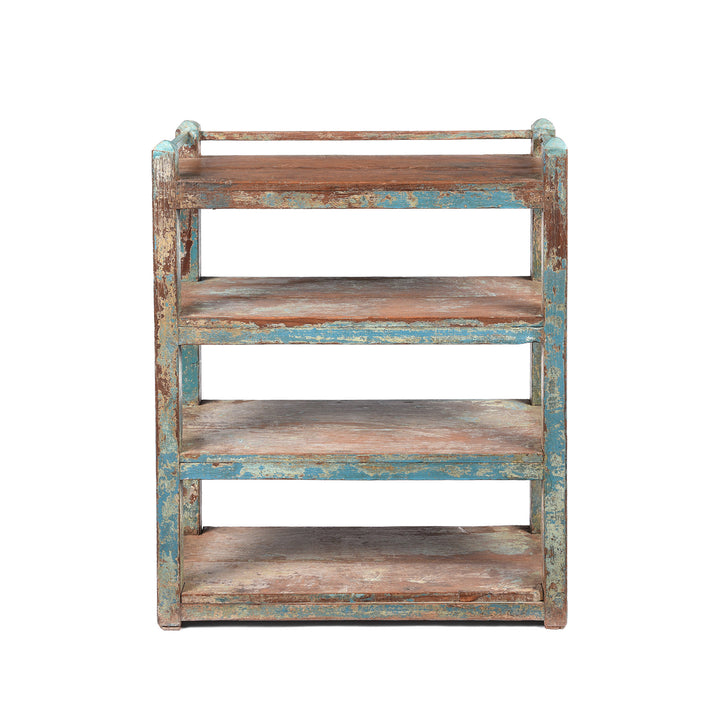 Antique Small Vintage Painted Indian Teak Shelf - Ca 1930 | Indigo Antiques