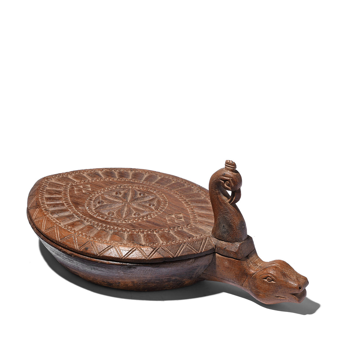 Antique Carved Teak Masala Box From Banswara Tribal Region - Ca 1920 | Indigo Antiques