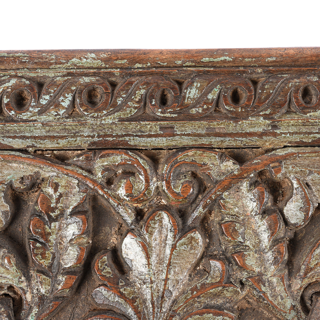 Carving Detail From Antique Old Carved Teak Coat Hook Panel - Circa 100 Yrs Old | Indigo Antiques