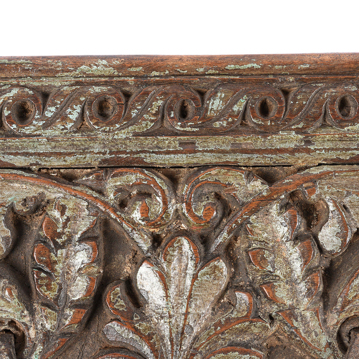 Carving Detail From Antique Old Carved Teak Coat Hook Panel - Circa 100 Yrs Old | Indigo Antiques