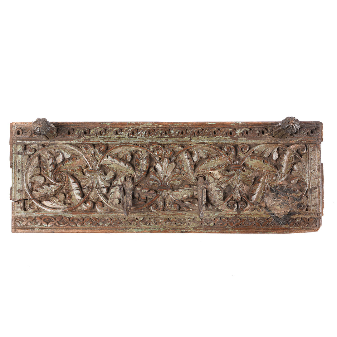 Antique Old Carved Teak Coat Hook Panel - Circa 100 Yrs Old | Indigo Antiques