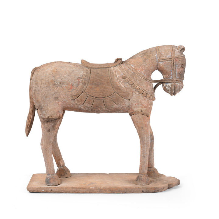 Side View Of Antique Carved Teak Horse From The Rann Of Kutch - 19th Century | Indigo Antiques