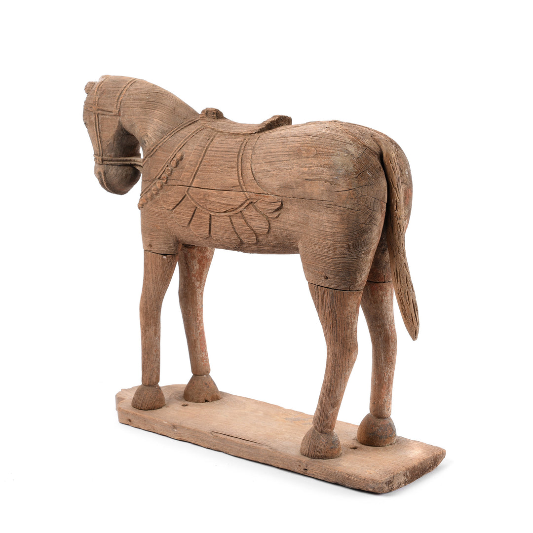 Rear View Of Antique Carved Teak Horse From The Rann Of Kutch - 19th Century | Indigo Antiques