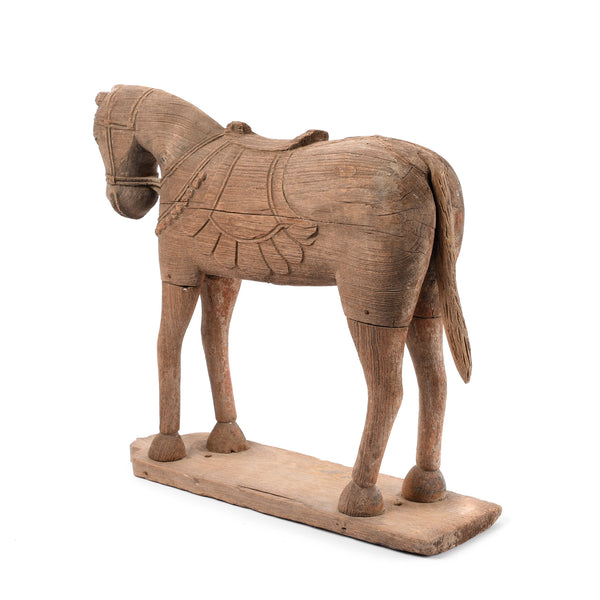 Carved Teak Horse From The Rann Of Kutch - 19th Century