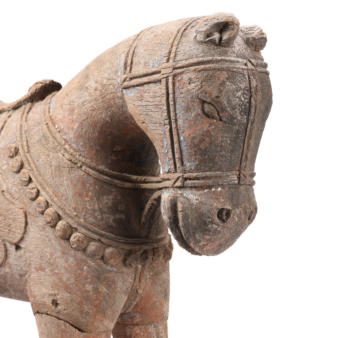 Face Detail From Antique Carved Teak Horse From The Rann Of Kutch - 19th Century | Indigo Antiques