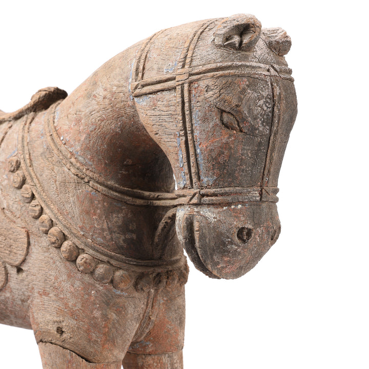Face Detail From Antique Carved Teak Horse From The Rann Of Kutch - 19th Century | Indigo Antiques